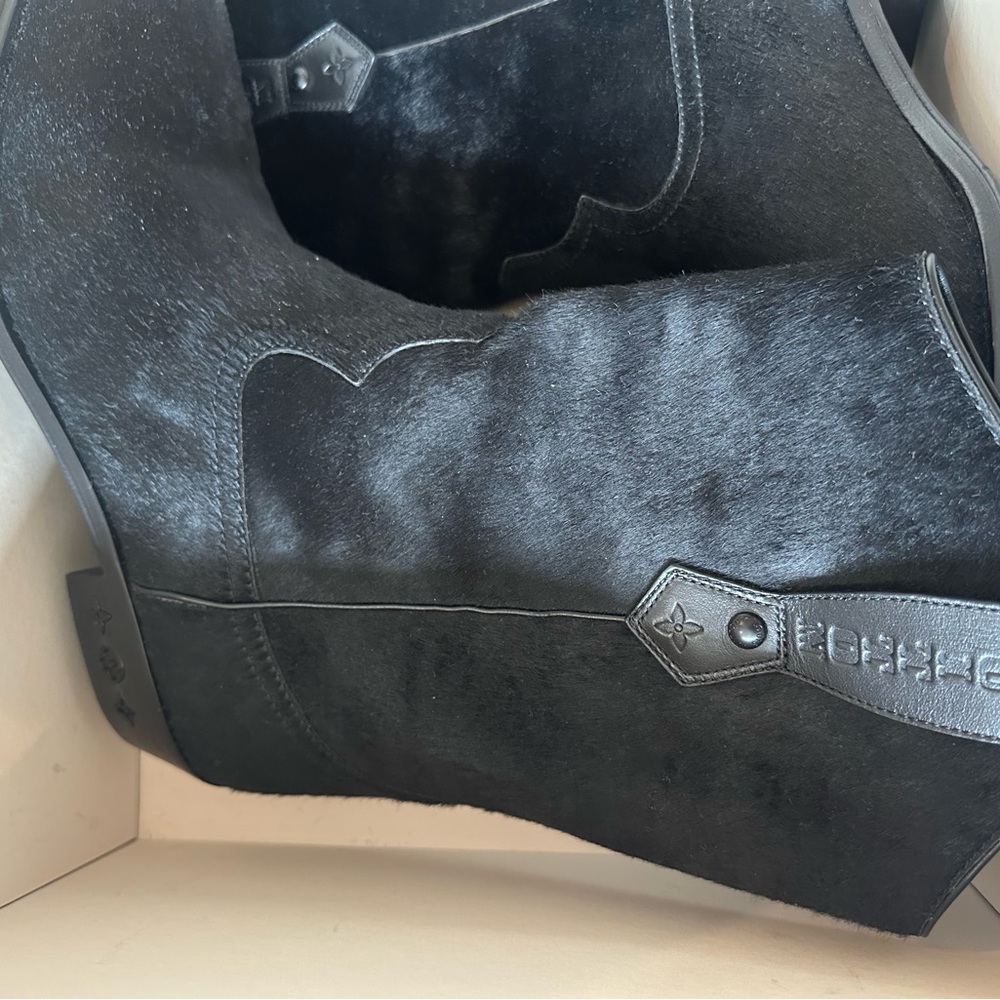Black Pony Hair LV Boots